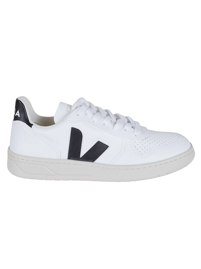 Veja Low-Top White Leather Sneakers With Perforated Detailing
