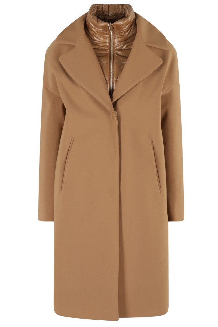 Herno Camel Puffer Coat With Bib Insert