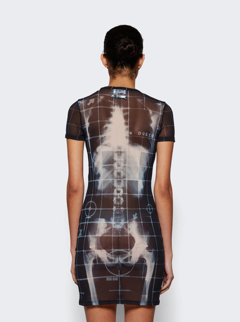 Jean Paul Gaultier Squeletor Printed Mesh Short Dress Black