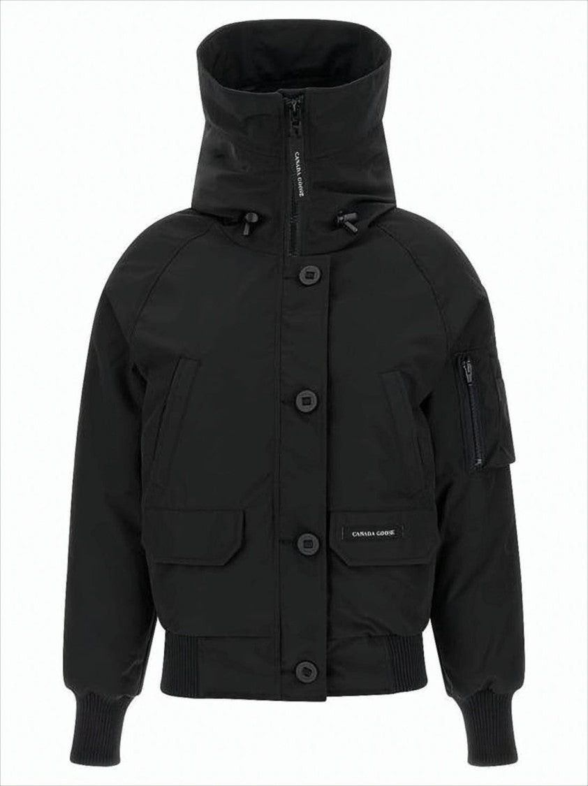 Canada Goose Cropped Hooded Down Jacket With Flap Pockets
