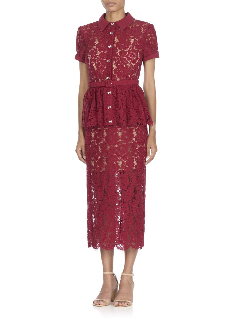 Self-Portrait Lace Peplum Midi Dress