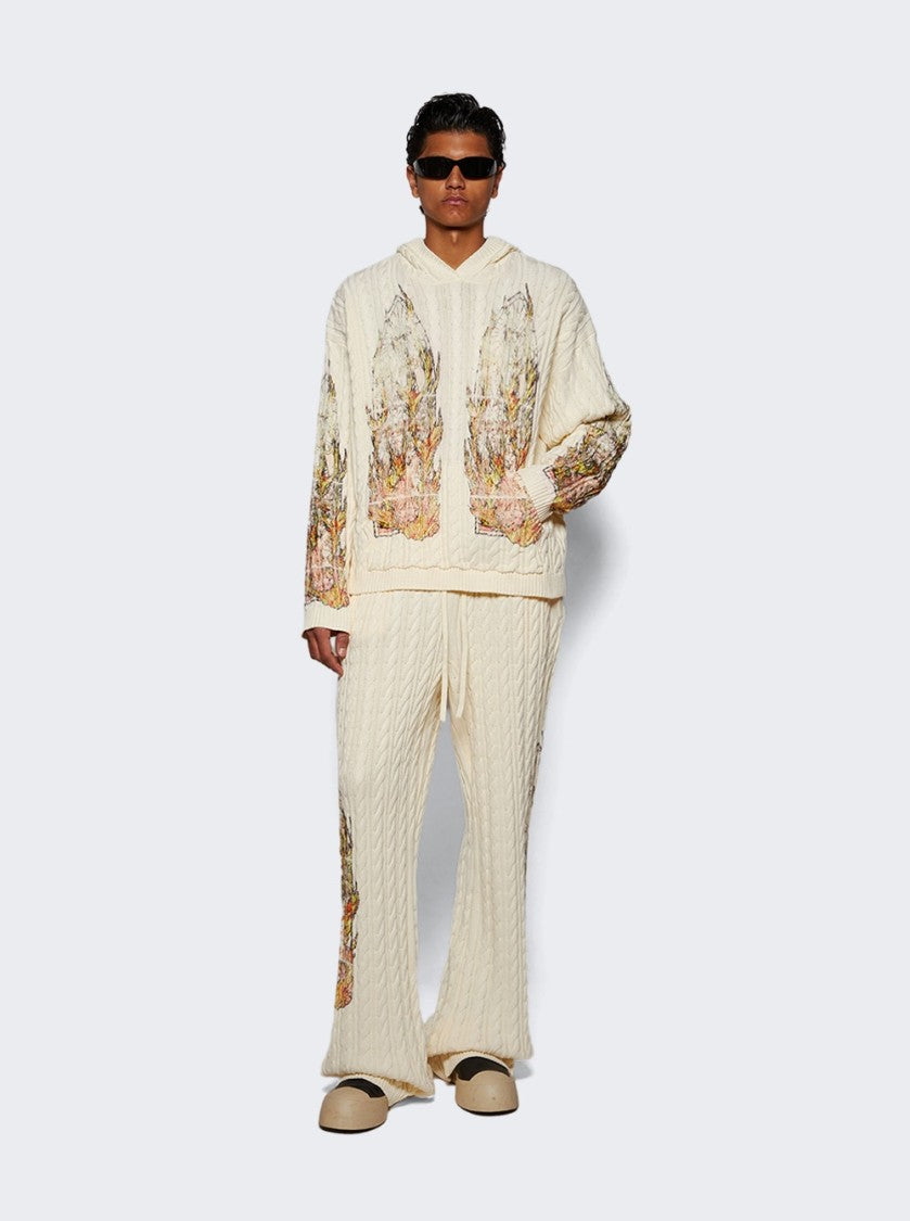 Who Decides War Flame Glass Cable Knit Lounge Pants - Cream