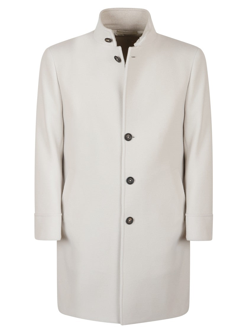 Eleventy Tailored Grey Coat With High Collar