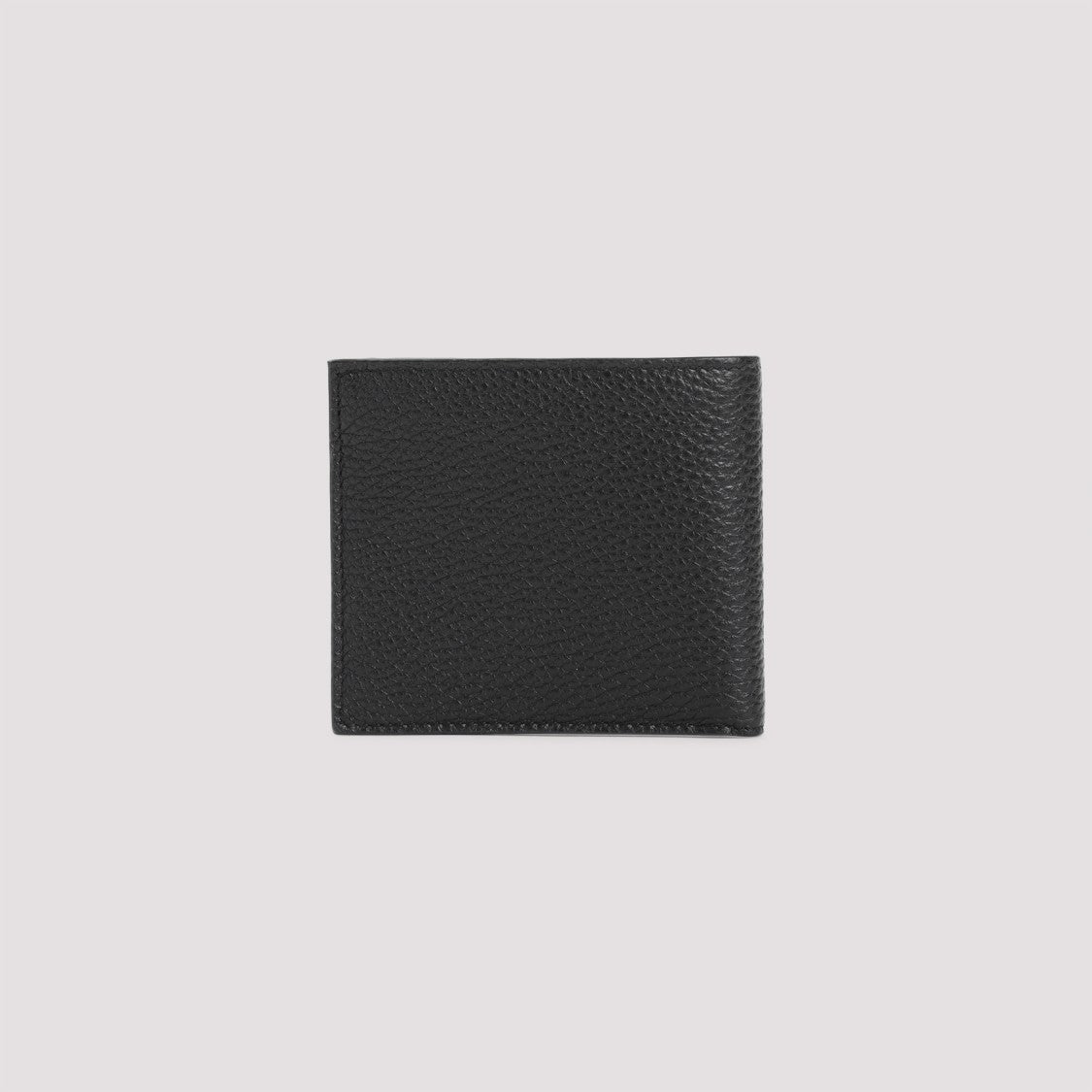 Prada Compact Black Calf Leather Wallet With Logo Emblem