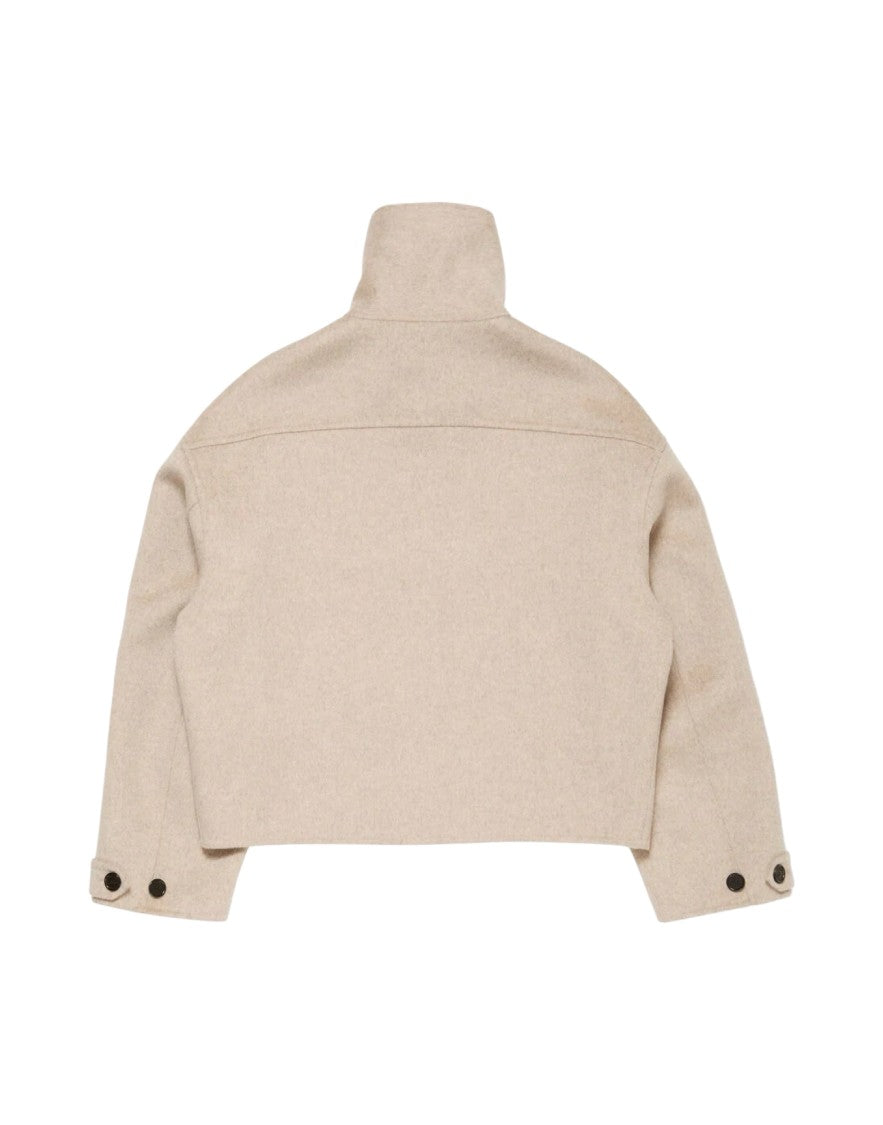 Acne Studios Cropped Cashmere Blend Jacket With High Stand Collar And Front Zipper