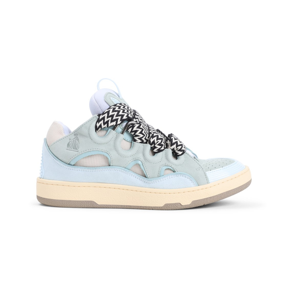 Lanvin Pale Blue Curb Sneakers With Leather