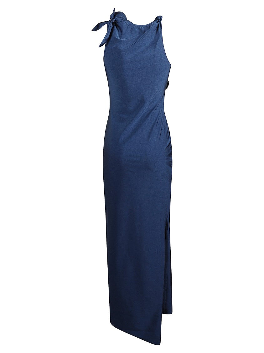Coperni Midi Dress With Knotted Fabric Flowers