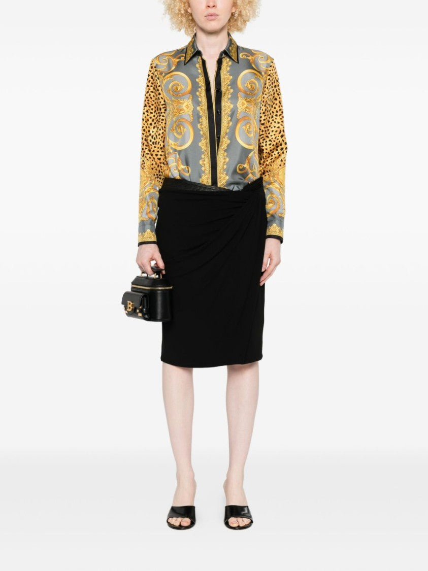 Versace Asymmetrical Draped Black Jersey Skirt