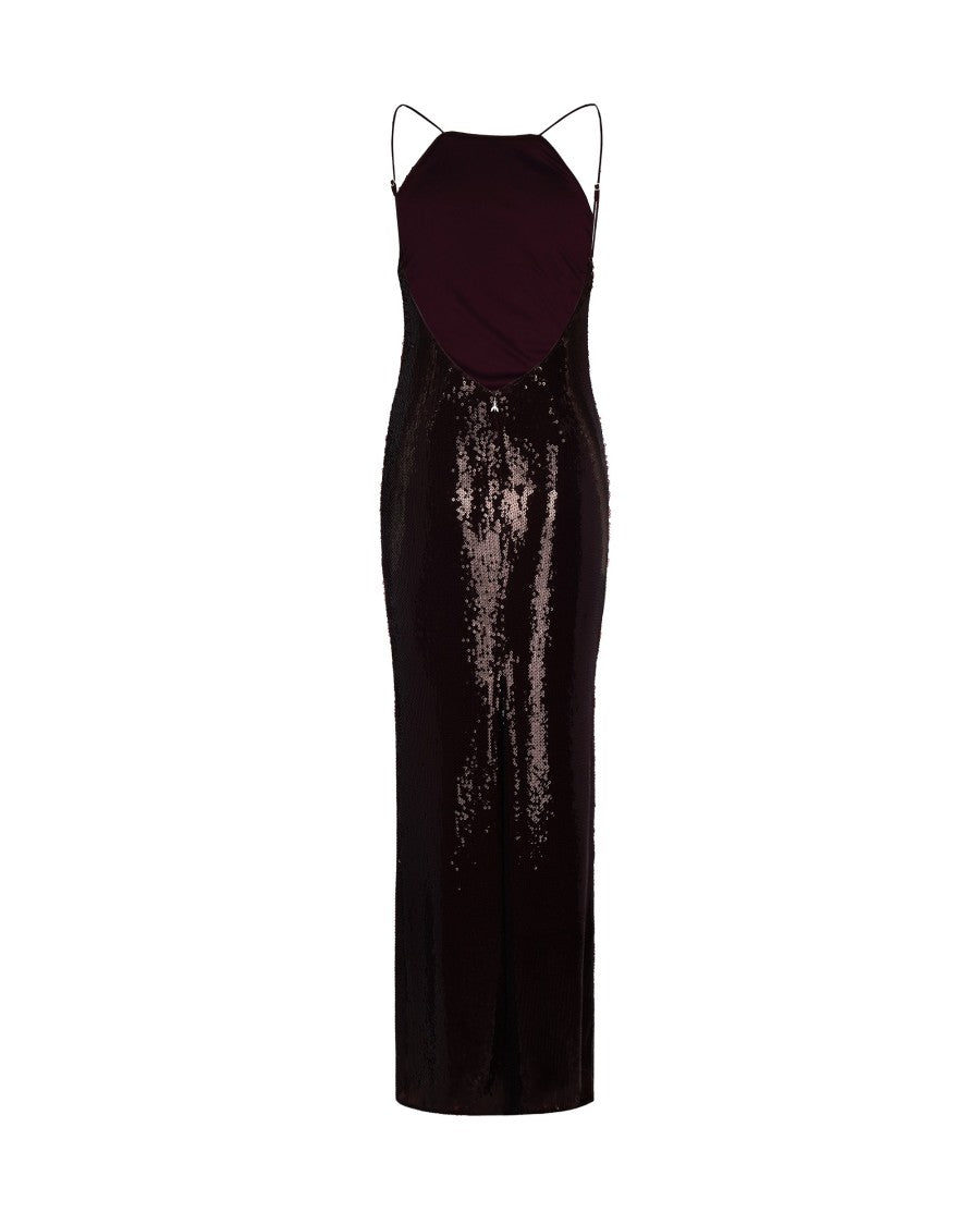 Patrizia Pepe Long Tulle Dress With Purple Red Sequins