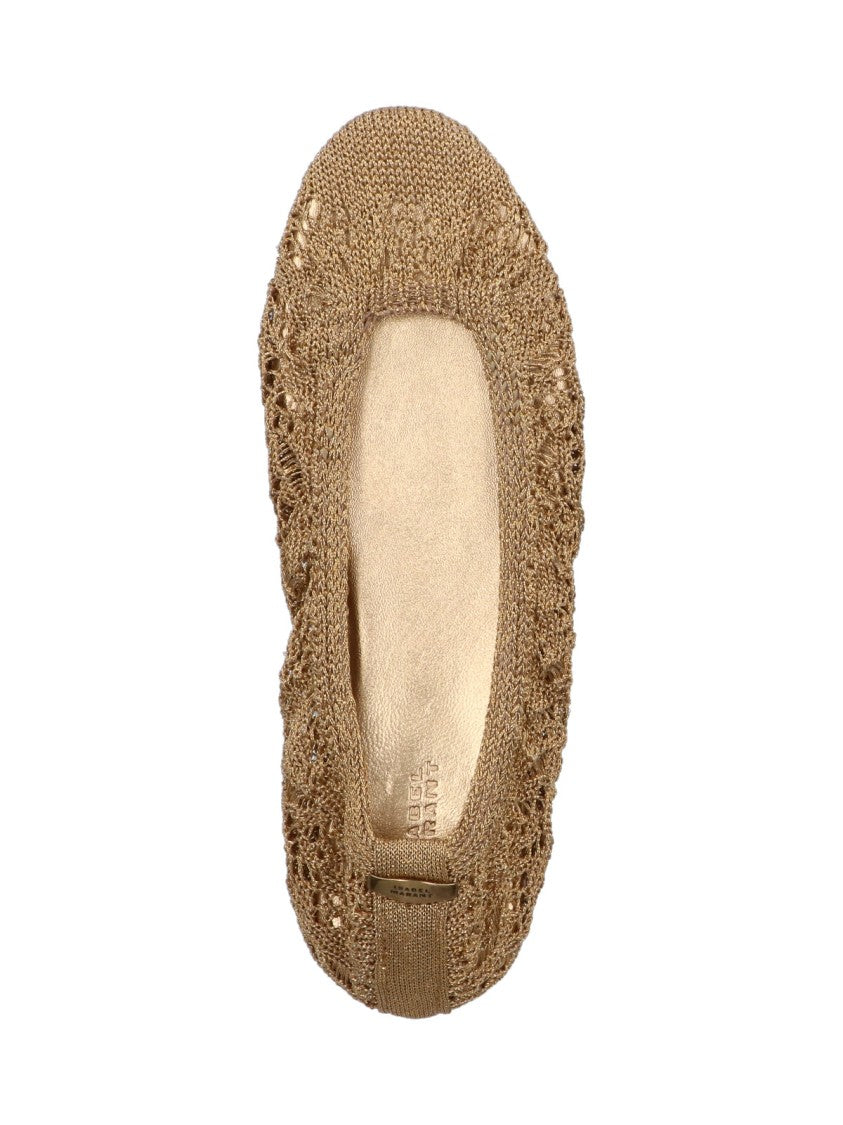 Isabel Marant "Belna" Crochet Ballerinas – Gold