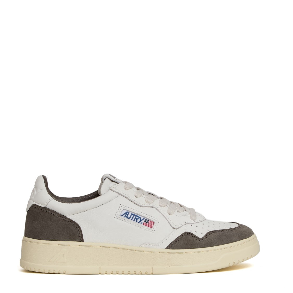 Autry Medalist Low Sneakers In White Leather And Suede, Morel