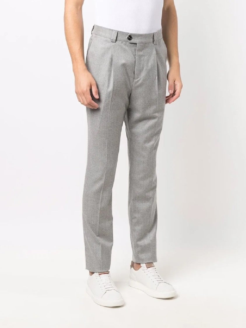 Brunello Cucinelli Tailored Light Grey Wool Trousers