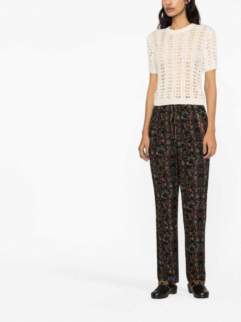 Isabel Marant Ozio Floral-Print Silk Trousers