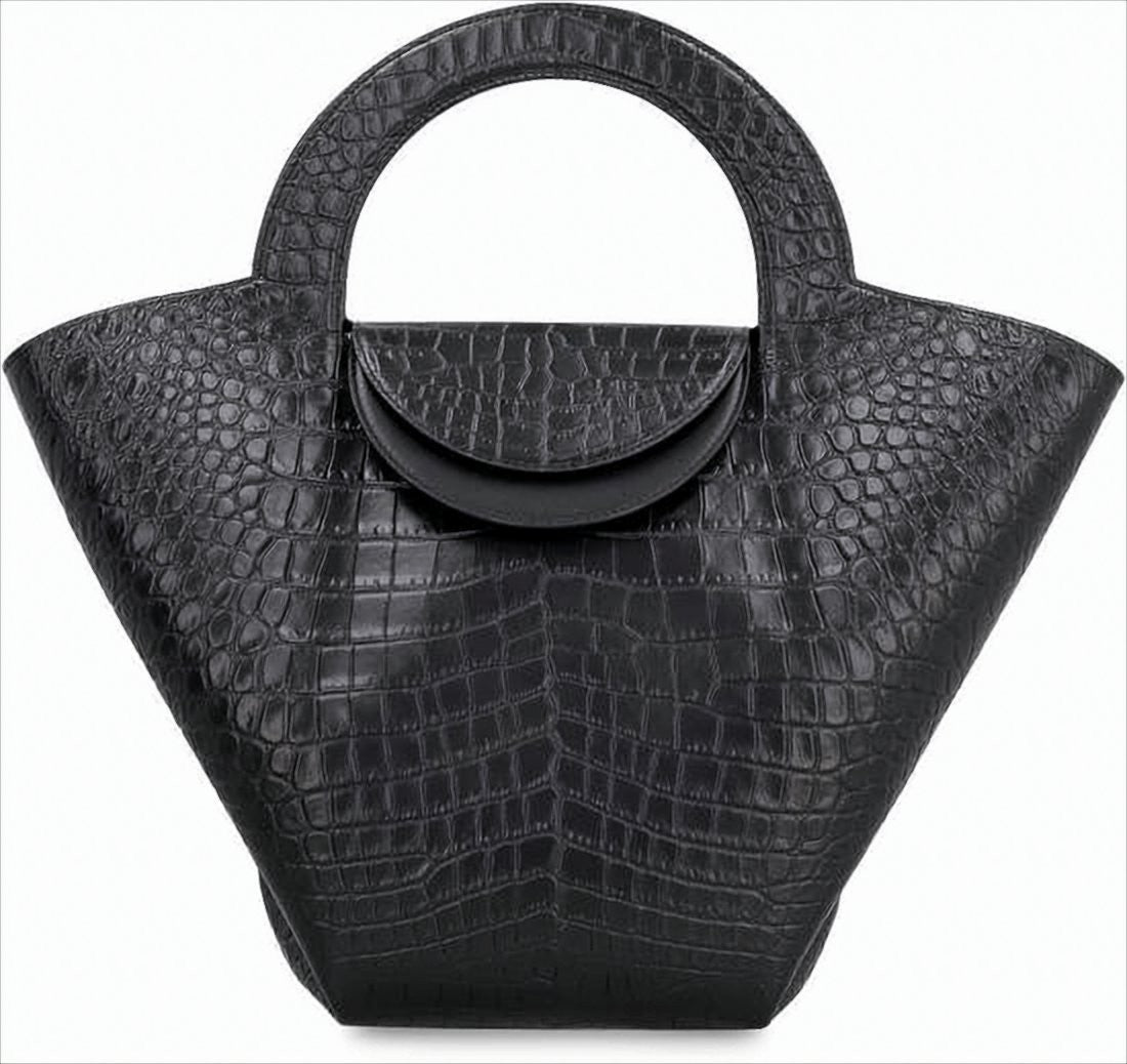 Bottega Veneta Trapezoidal Crocodile-Embossed Leather Tote Bag