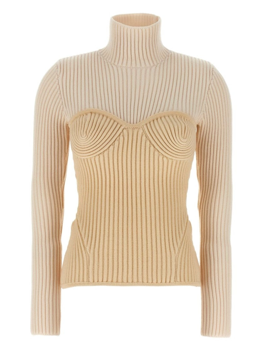 Jean Paul Gaultier Ribbed Merino Wool Turtleneck Sweater