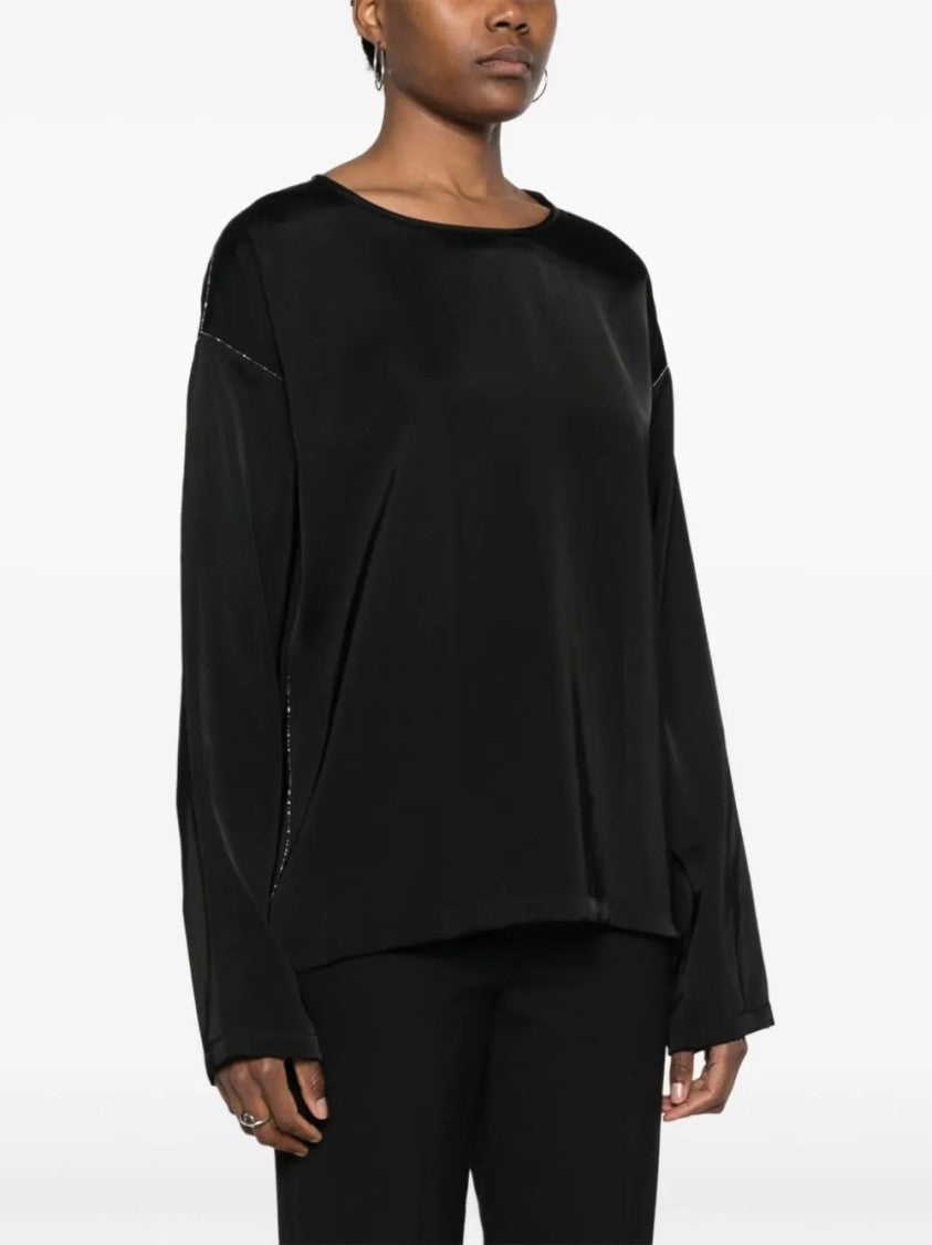 Fabiana Filippi Black Long-Sleeved Viscose Top