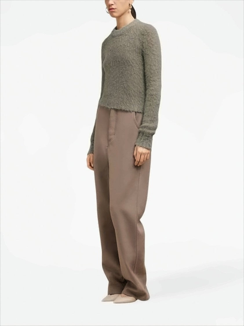 Ami Cropped Sweater With Fuzzy Texture