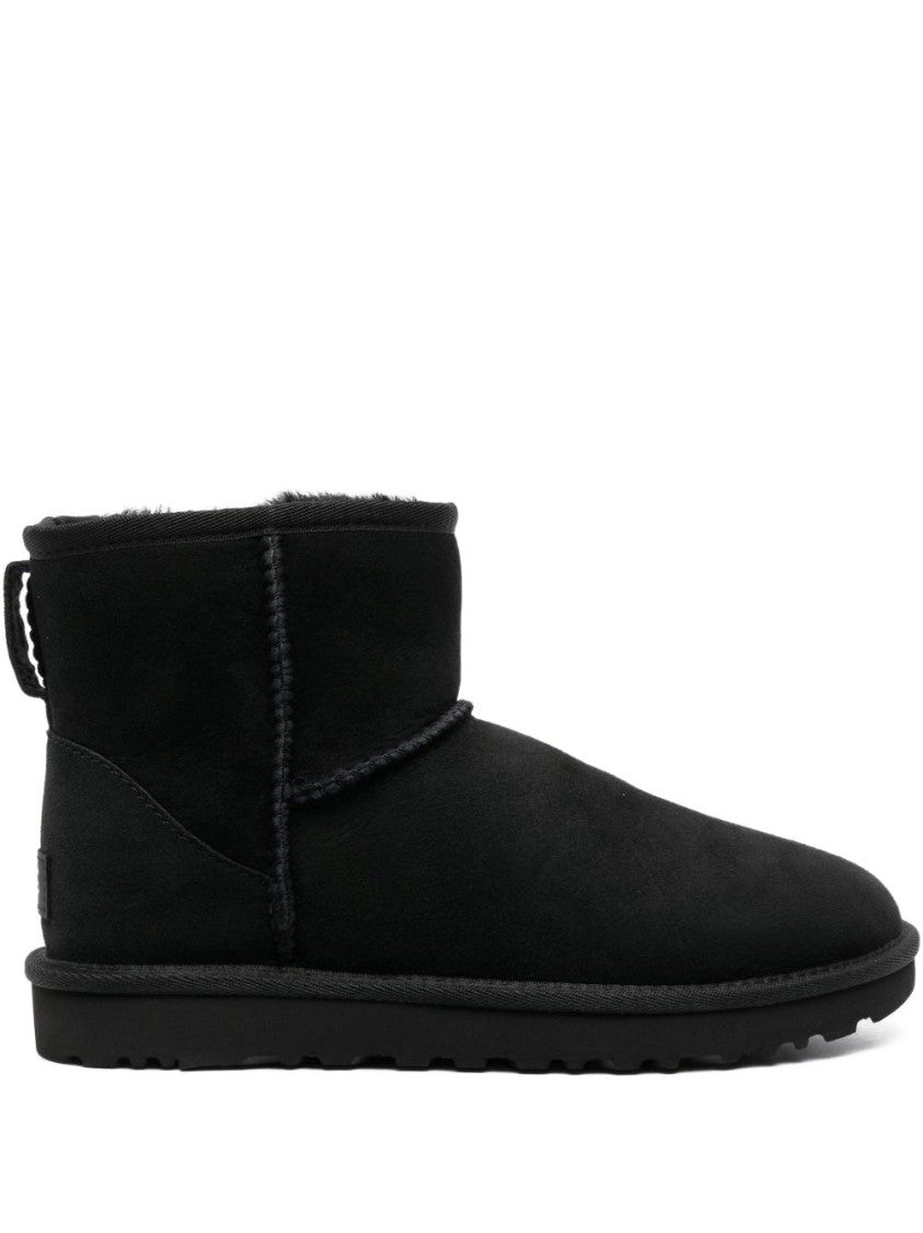 Ugg Slip-On Black Suede Boots With Rounded Toe
