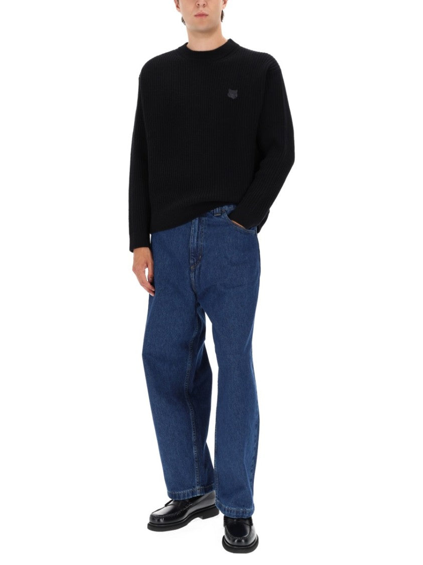 Maison Kitsuné Ribbed Knit Sweater In Premium Merino Wool
