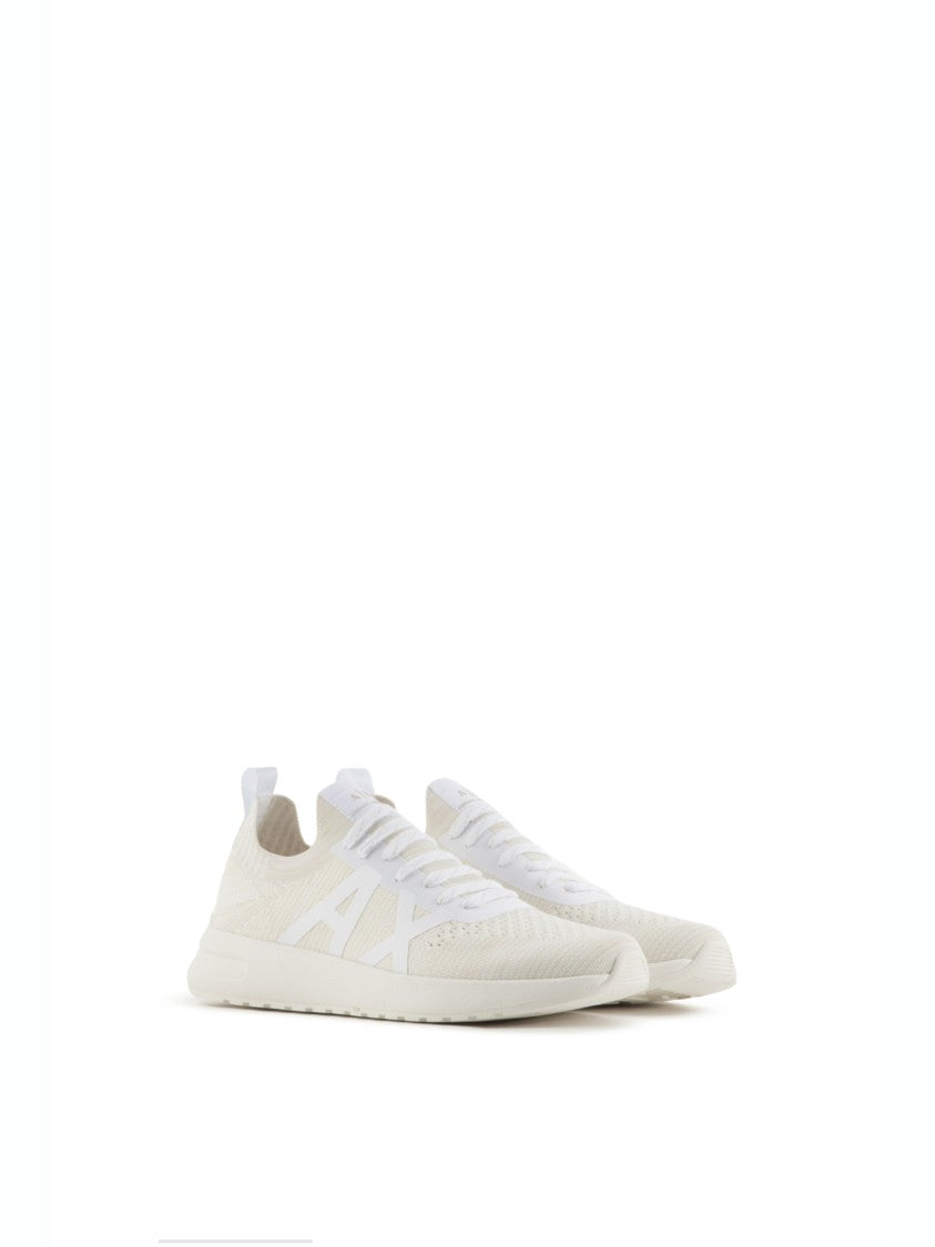 Armani Exchange White Shiny Leather Sneakers