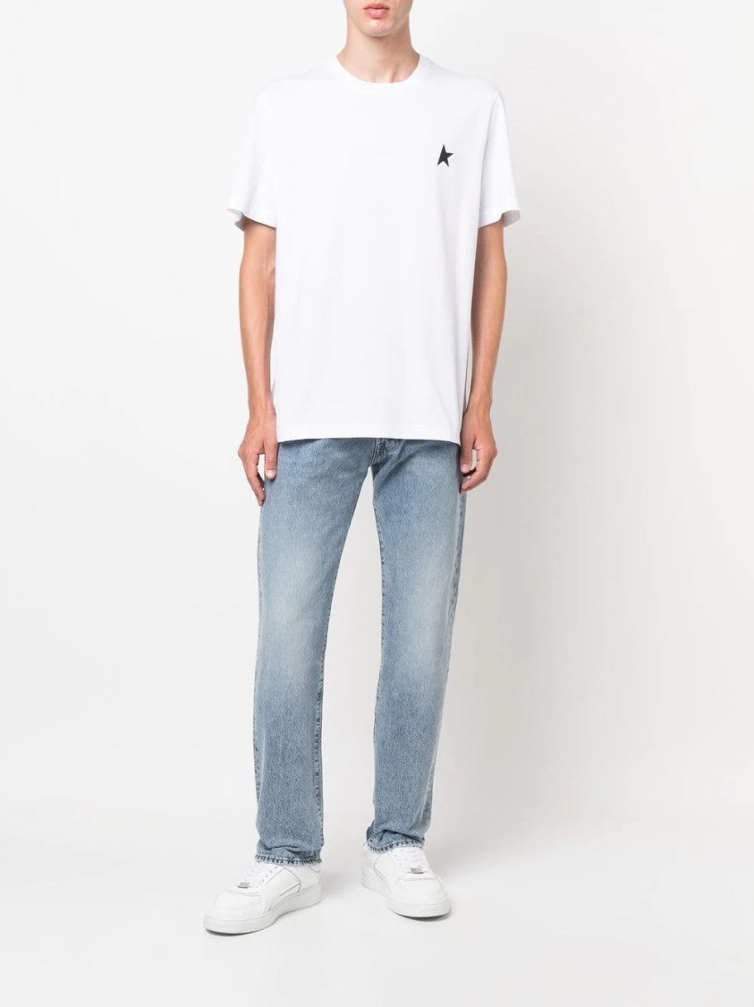 Golden Goose White Crew Neck T-Shirt With Star Logo Detail