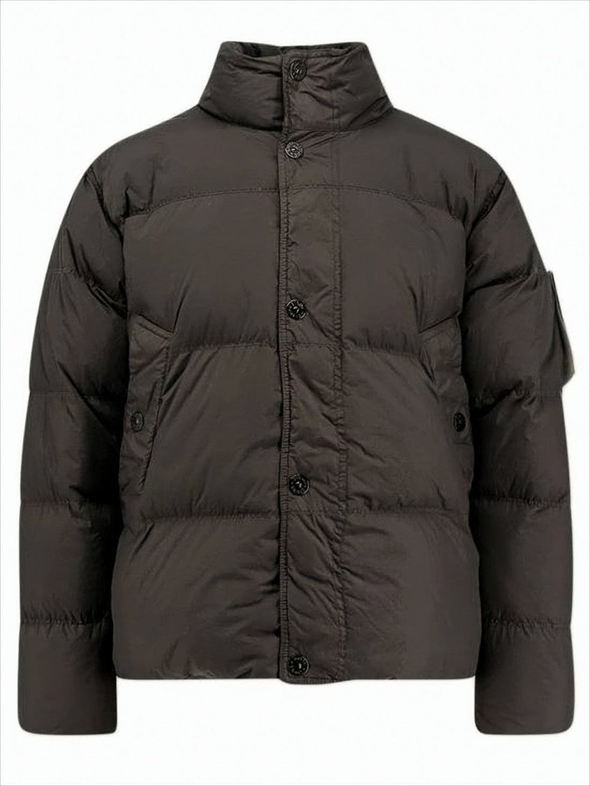 Stone Island Boxy Silhouette Padded Jacket With Horizontal Quilting And High Collar