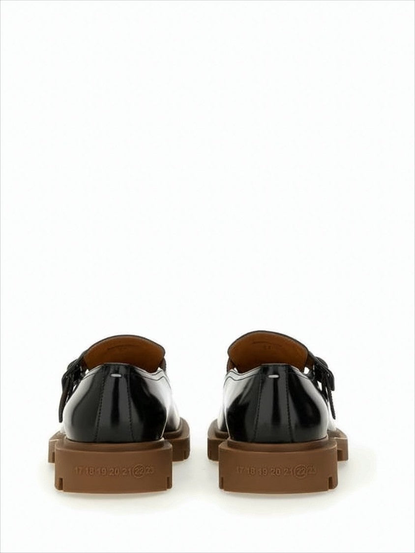 Maison Margiela Polished Black Calf Leather Loafers With Buckle Strap