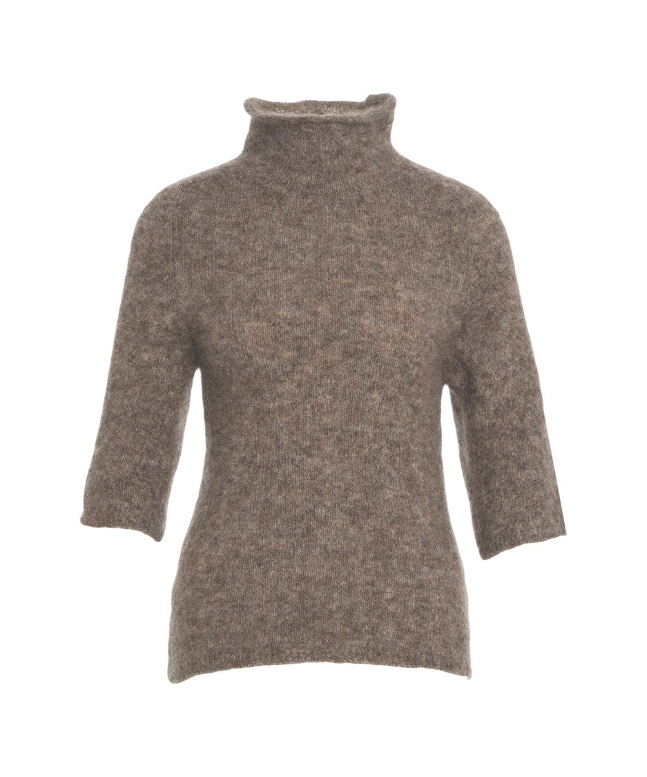 Second Female High Turtleneck Knitwear Sweater With Elbow-Length Sleeves