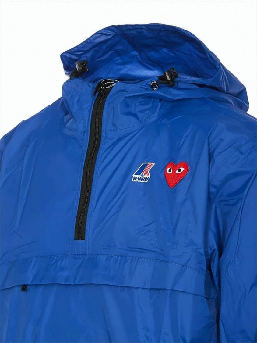 Comme Des Garçons Lightweight Half-Zip Hooded Jacket With Embroidered Logos