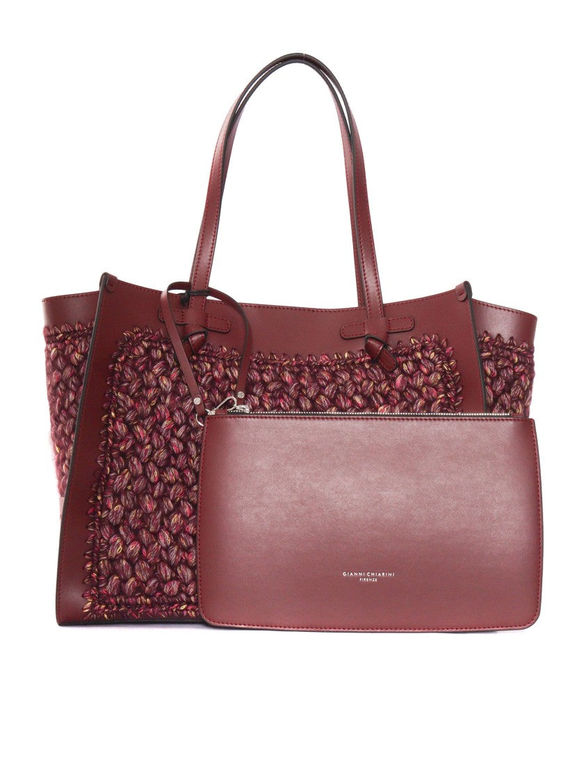Gianni Chiarini Structured Handbag In Leather And Textured Fabric