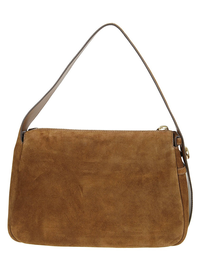 Tory Burch Brown Suede Romy Shopper With Gold-Tone Accents