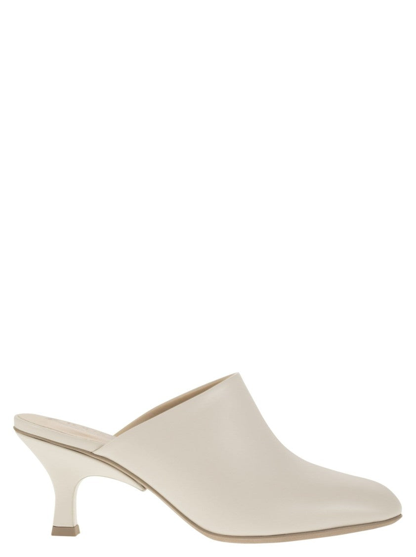 Tod's Fine Smooth Leather Sabot With Narrow Heel