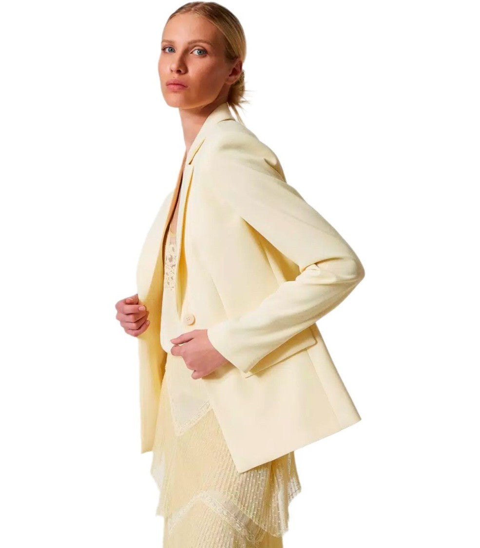 Twin-Set Vanille Crepe Single Breasted Blazer