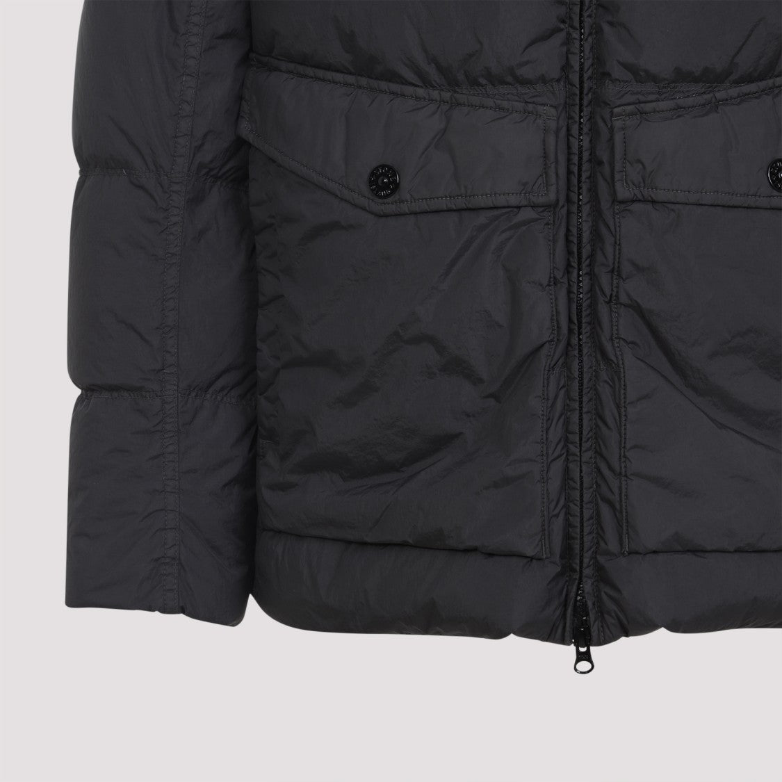 Stone Island Lightweight Puffy Coat With Hood And Zip Closure