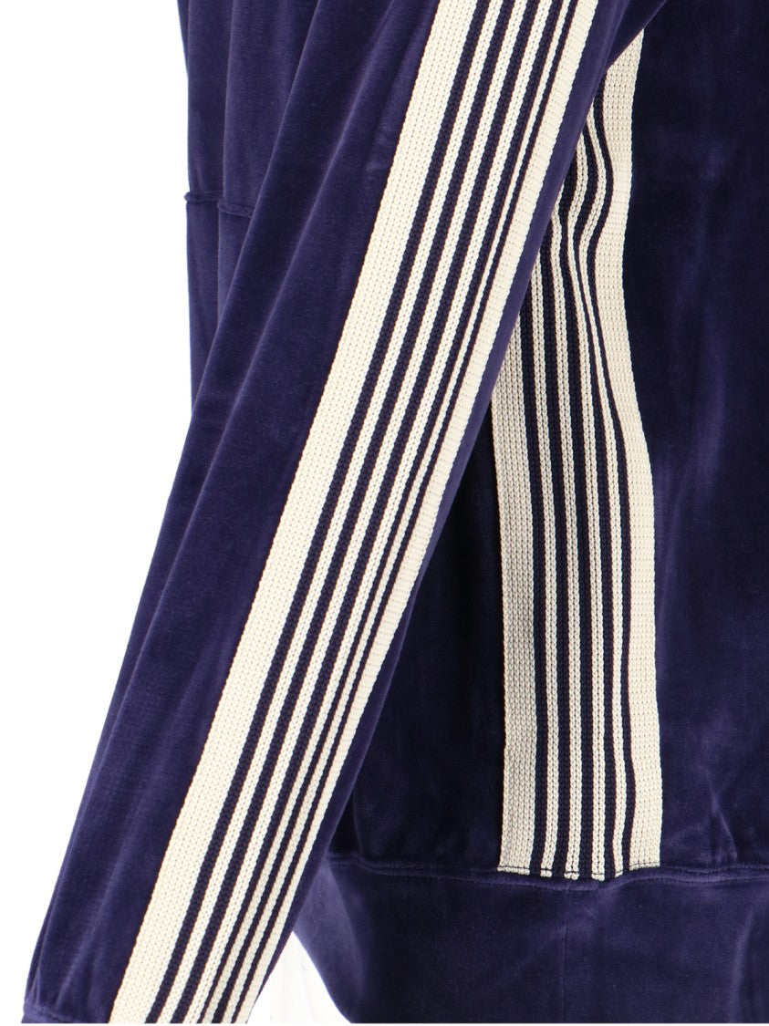 Needles Logo Hoodie, Purple Cotton Blend, Drawstring Hood