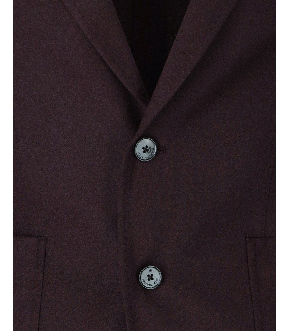 Manuel Ritz Burgundy Tailored Suit With Detachable Logo Pin