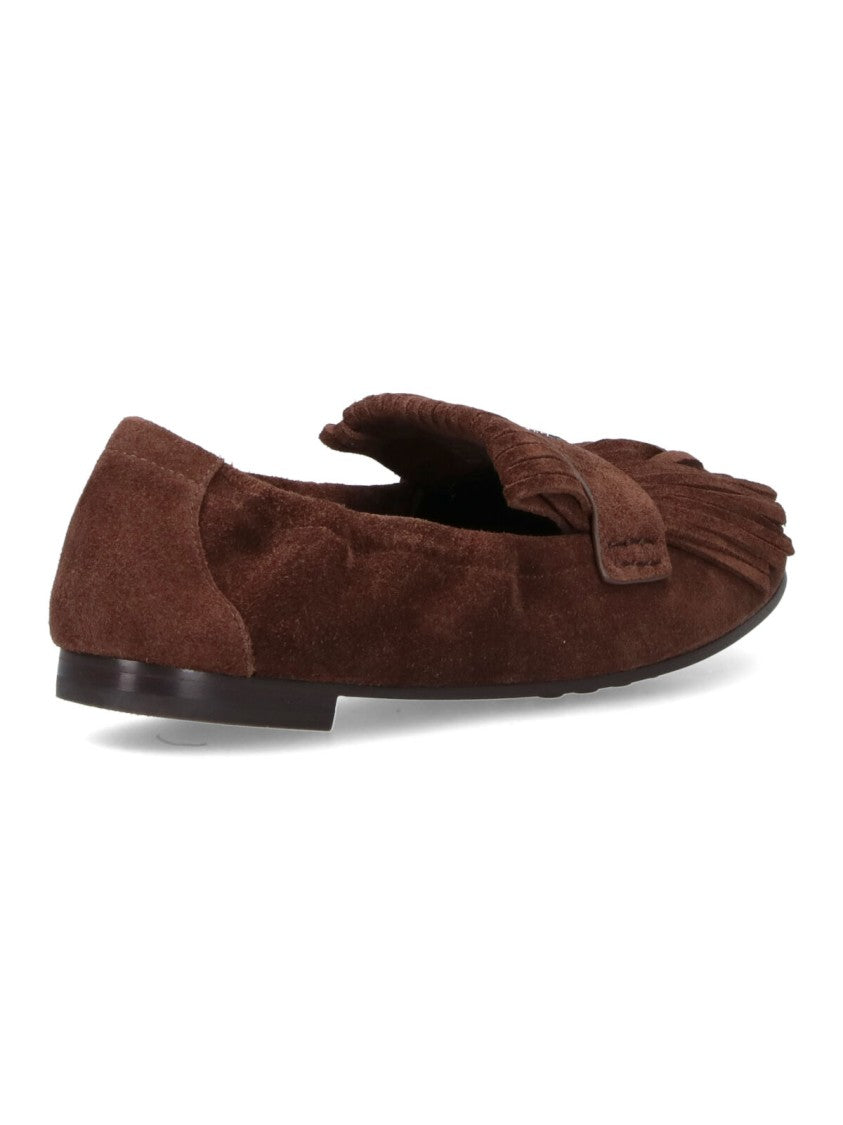Tory Burch "Ballerina" Loafers, In Brown Suede