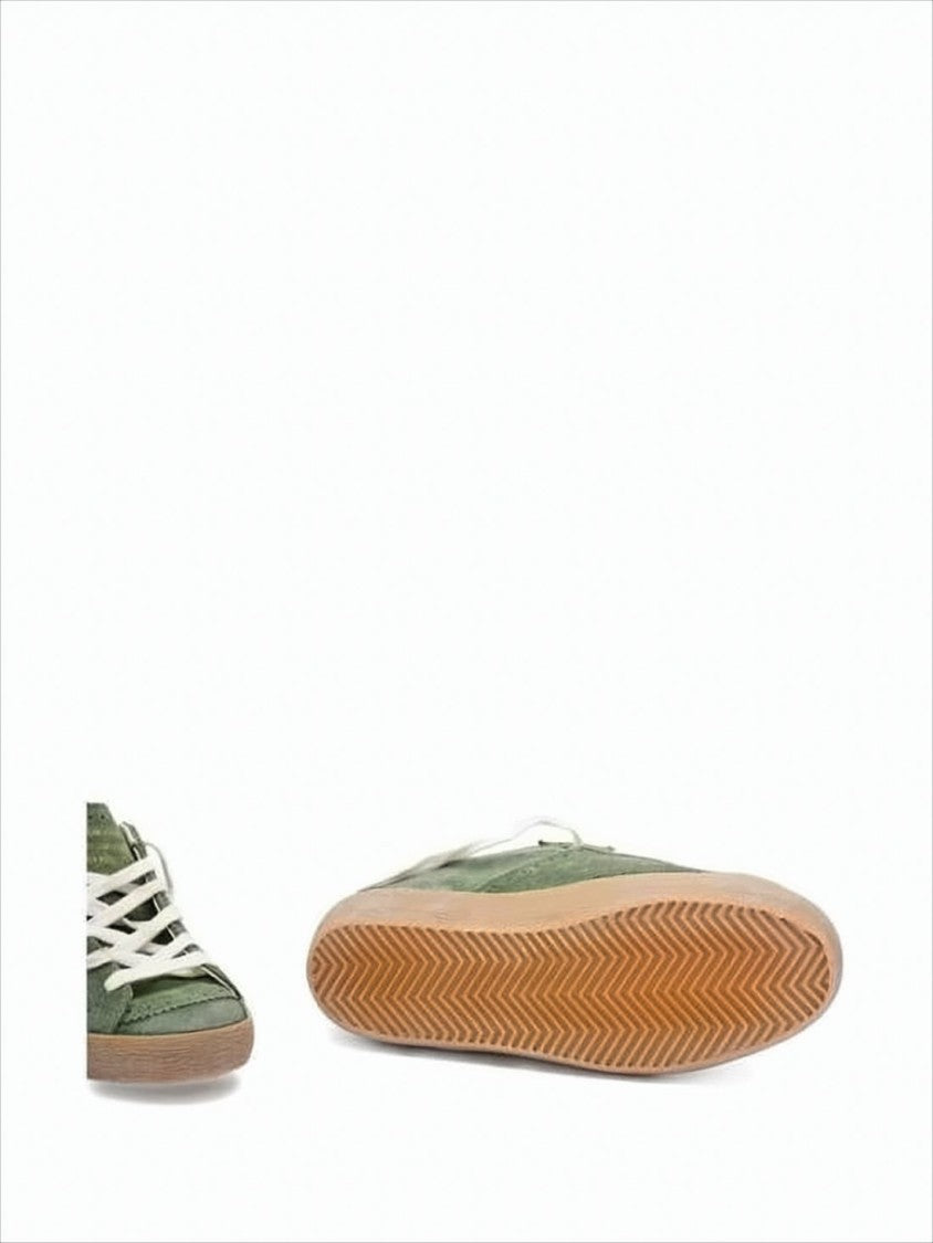 Golden Goose Green Suede Low-Top Sneakers With Metallic Accents