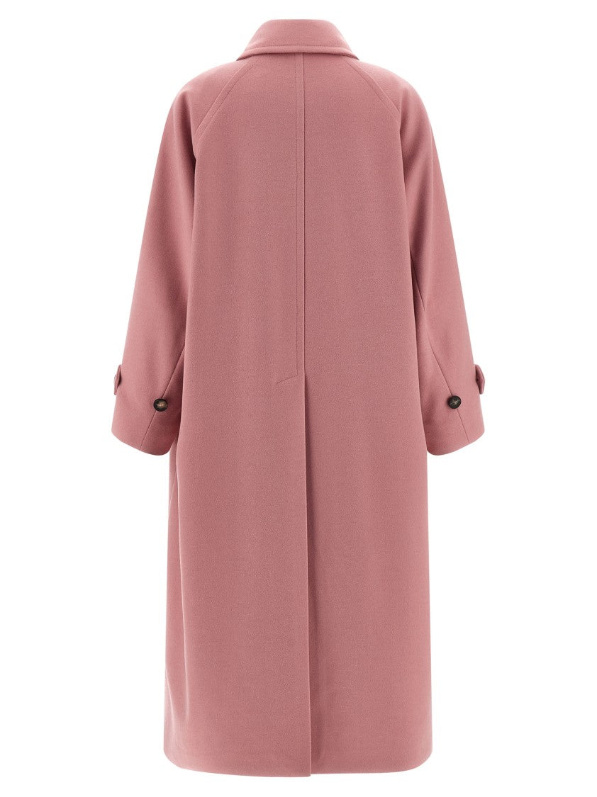 Alberto Biani Long Wool Coat With Classic Shirt Collar