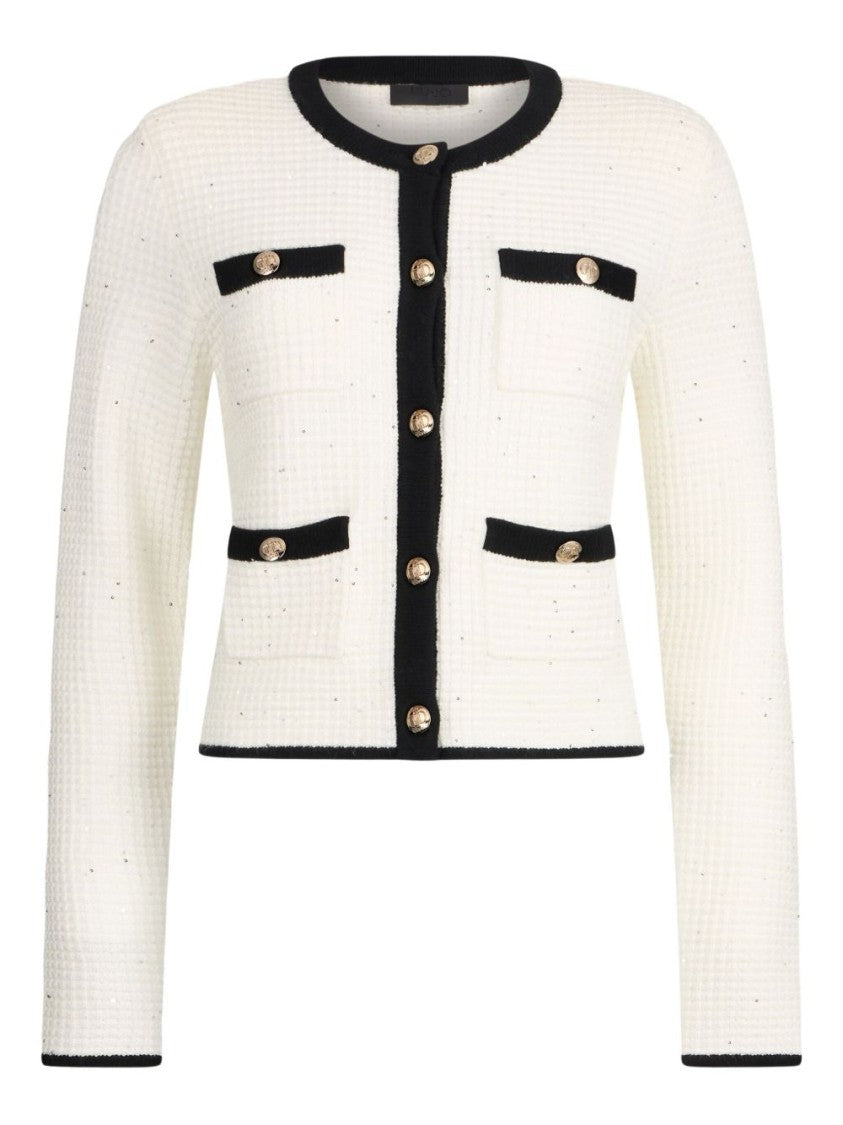 Liu Jo Textured Crop Sweater With Gold-Tone Buttons