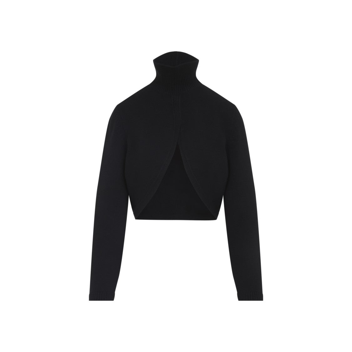 Alaïa Cropped Black Cashmere Pullover With Standing Collar