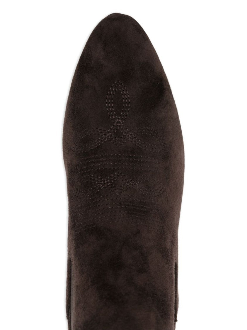 Twin-Set Mid-Calf Suede Boots With Block Heel