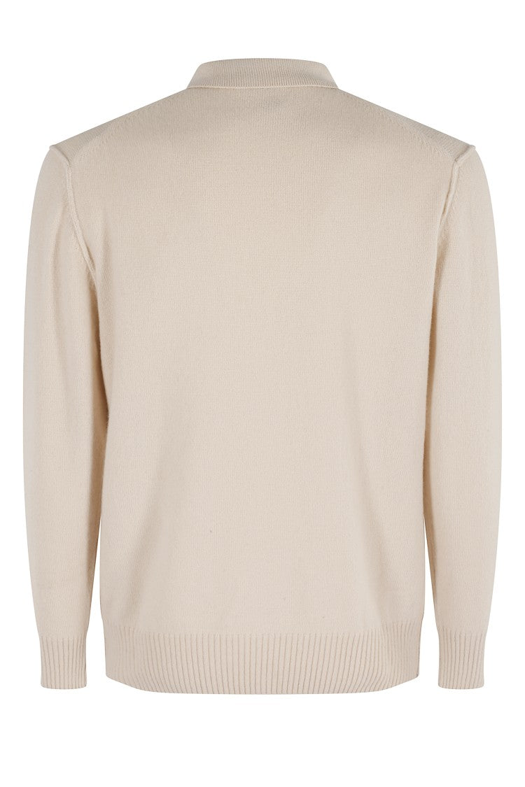 Paolo Pecora Ecru Long Sleeve Polo Shirt