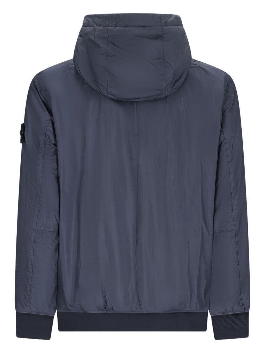 Stone Island Lightweight Blue Jacket With Front Zipper