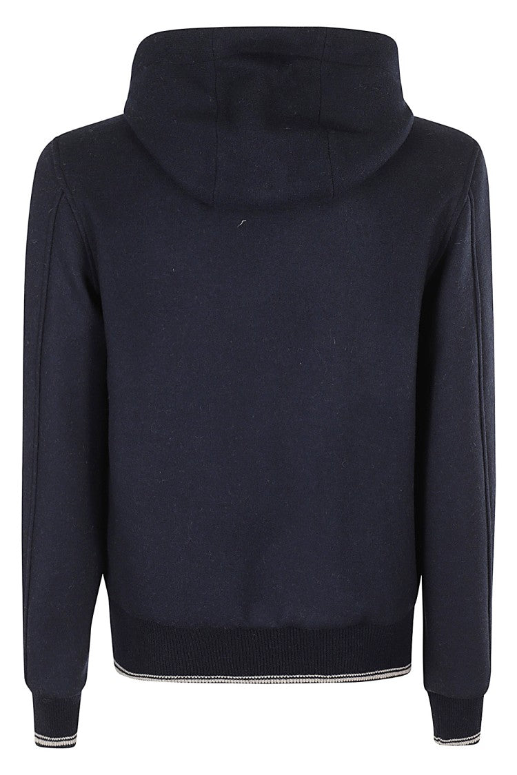 L.B.M. Wool Jersey Zip And Hood With Contrast Edges