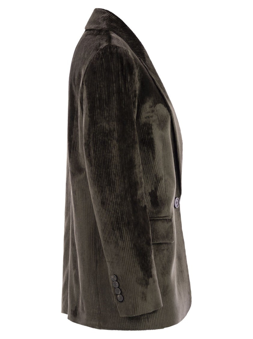 Peserico Velvet Blazer With Thousand Stripes