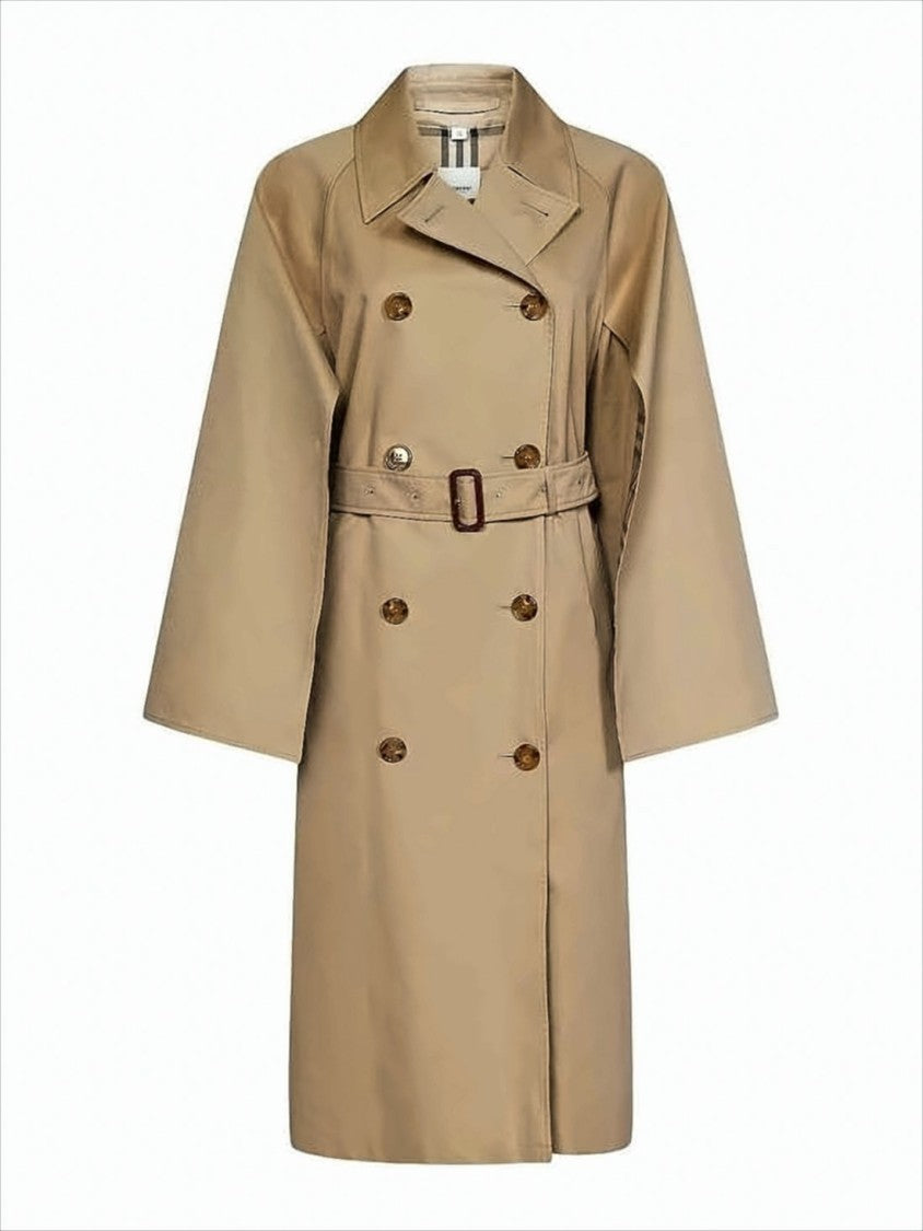 Burberry Double-Breasted Brown Trench Coat With Tortoiseshell Buttons