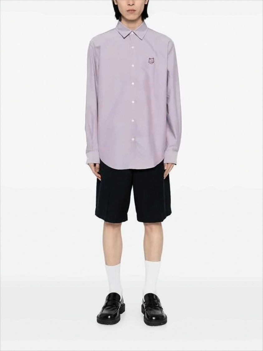 Maison Kitsuné Button-Down Long Sleeve Shirt With Embroidered Fox Detail