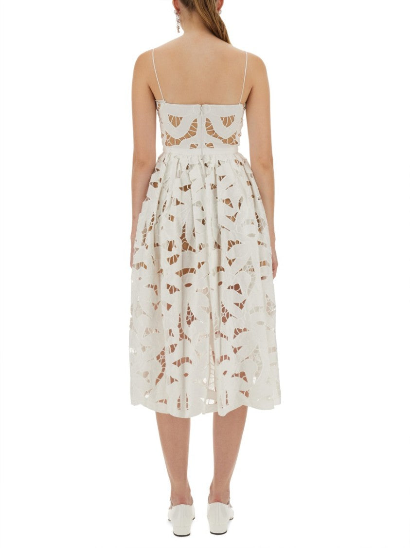 Self-Portrait Embroidered Midi Dress With Spaghetti Straps