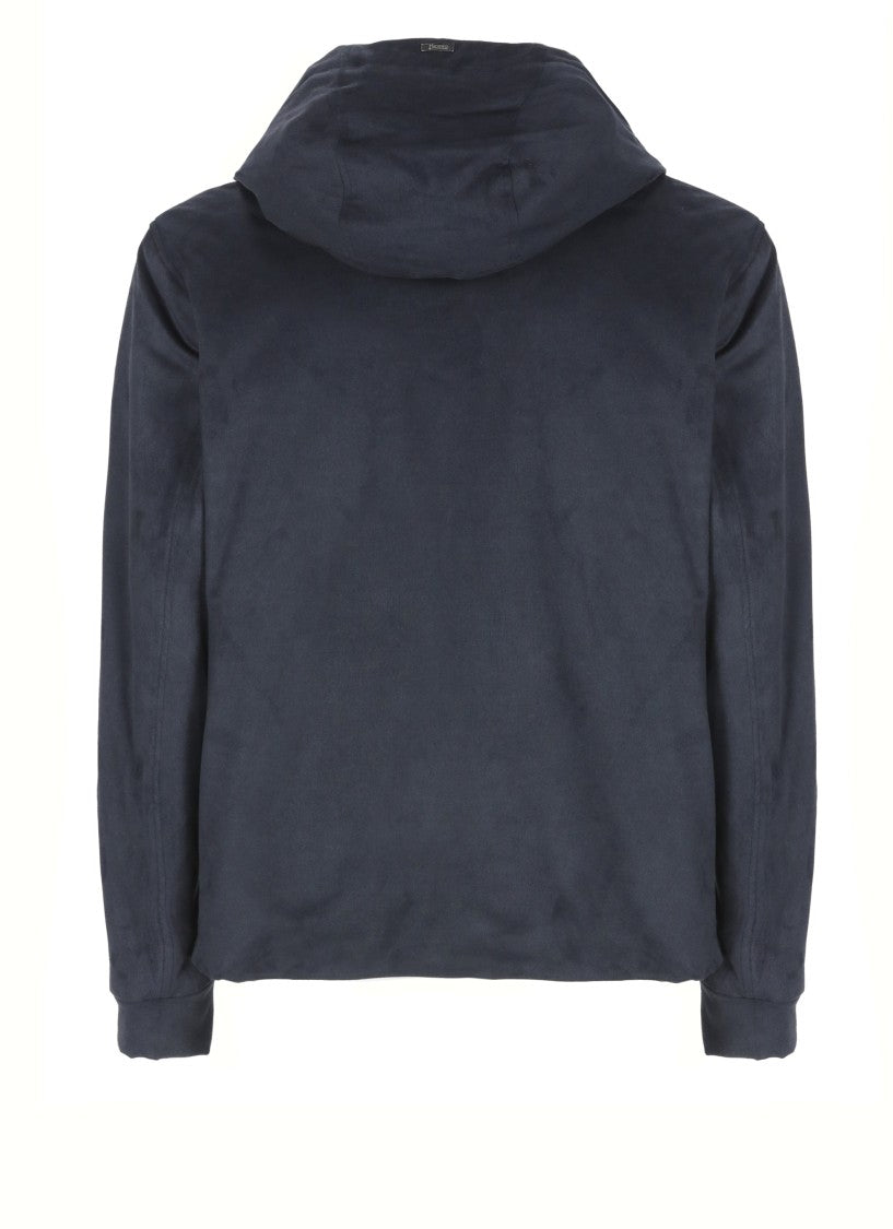 Herno Dark Blue Padded Jacket With Functional Design